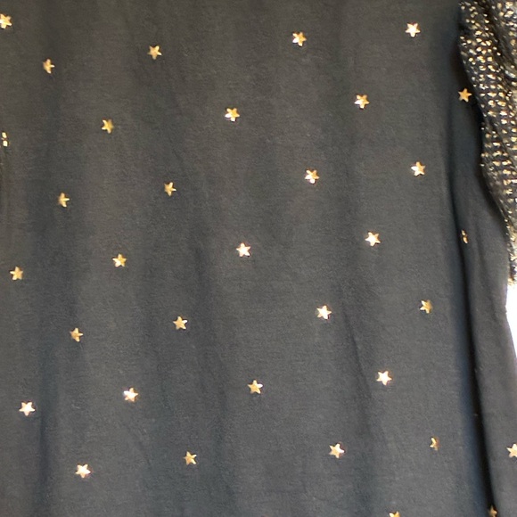 Black Starry Blouse with Ruffle Sleeves - Picture 2 of 6